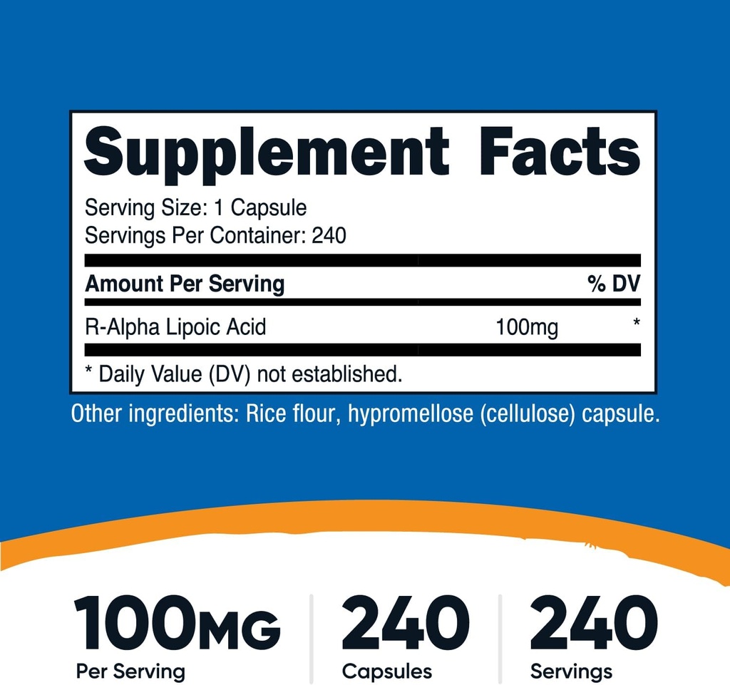 Nutricost R-Alpha Lipoic Acid 100mg, 240 Capsules - Veggie Caps, Vegan, Non-GMO, Gluten Free 3