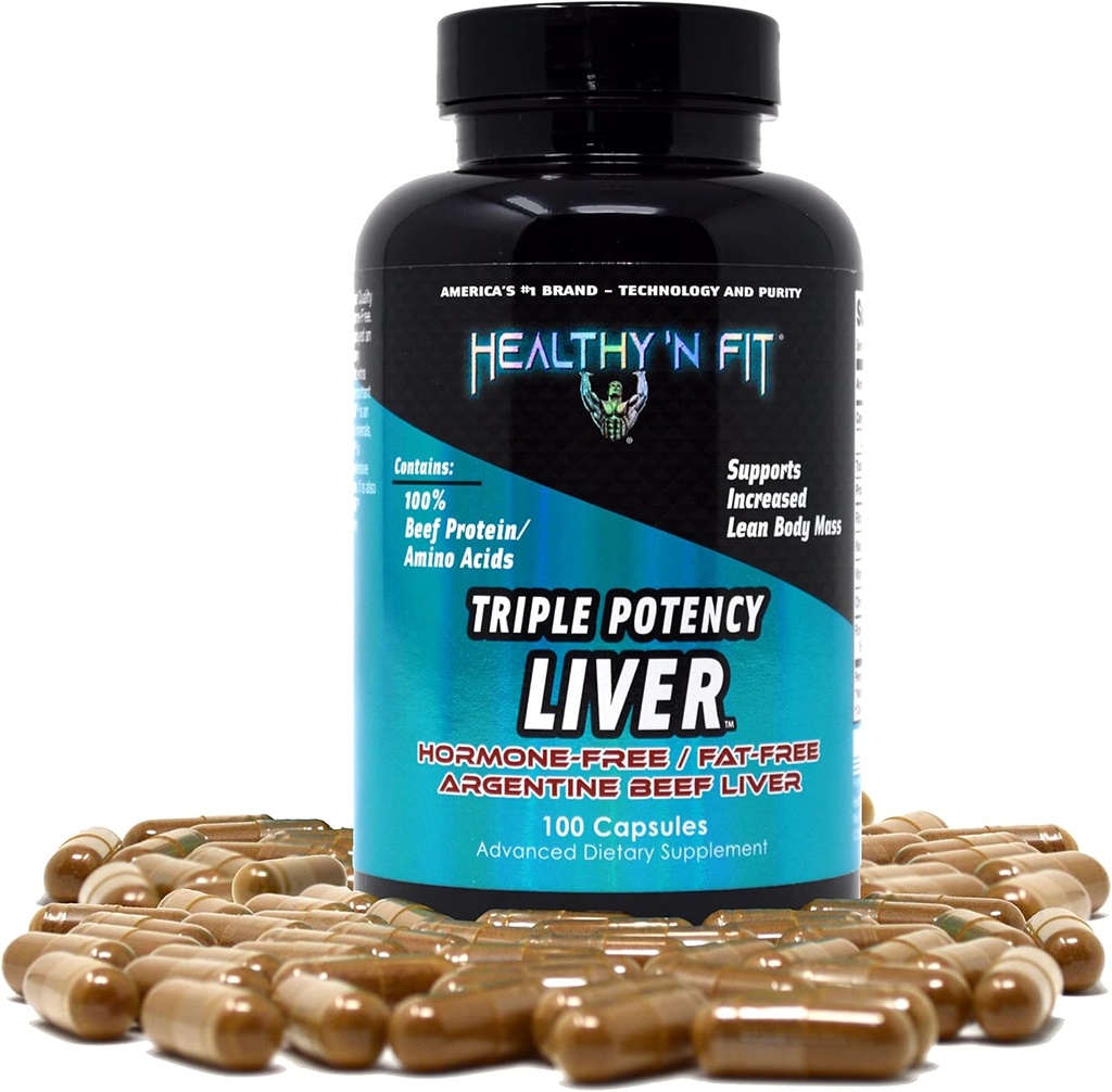 Healthy 'N Fit Triple Potency Liver (500 Capsule Mega-Value) - Pure Argentine Desiccated Beef Liver. Grass Fed, Hormone Free, Pasture Raised, No Fillers. 5
