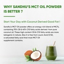Sandhu's MCT Oil Powder with Prebiotic Fiber | 35 Servings | Organic - Keto | Fatty Acid Fuel for Body & Brain | 100% Coconut Oil derived, Easy to Mix, 10.6 Oz 5