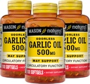 MASON NATURAL Garlic Oil 500 mg Odorless Allium Sativum Supplement – Supports General Wellness, 100 Softgels (Pack of 3) 2