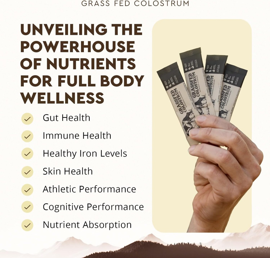 Ancestral Supplements Grass Fed Beef Bovine Colostrum Powder Packets, Immune Support Supplement, Gut, Skin & Hair Health Support Supplements, Promotes Growth and Repair, Non GMO, 30 Sticks, Unflavored 5