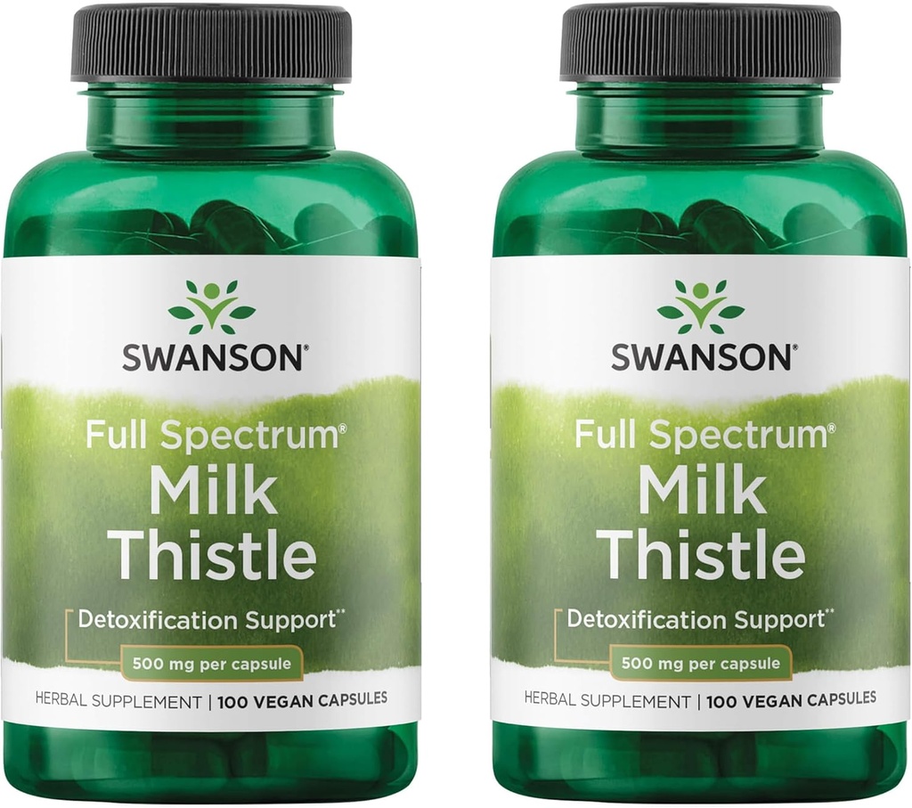 Swanson Milk Thistle - Herbal Liver Support Supplement - Natural Formula Helping to Maintain Overall Health & Wellbeing - (100 Capsules, 500mg Each) 2 Pack 2