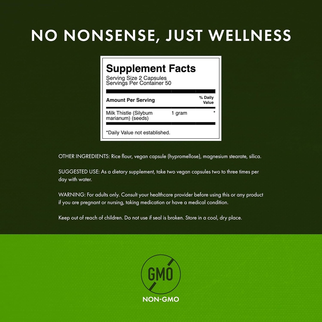 Swanson Milk Thistle - Herbal Liver Support Supplement - Natural Formula Helping to Maintain Overall Health & Wellbeing - (100 Capsules, 500mg Each) 2 Pack 4