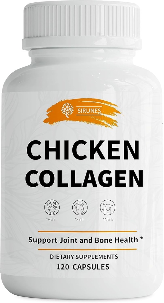 SIRUNES Chicken Collagen Capsules - Type II Collagen Nutritional Supplement for Joint, Skin & Bone Support - Non-GMO, Anti-Aging Dietary Supplements with Hydrolyzed Collagen Peptides - 120 Capsules 2