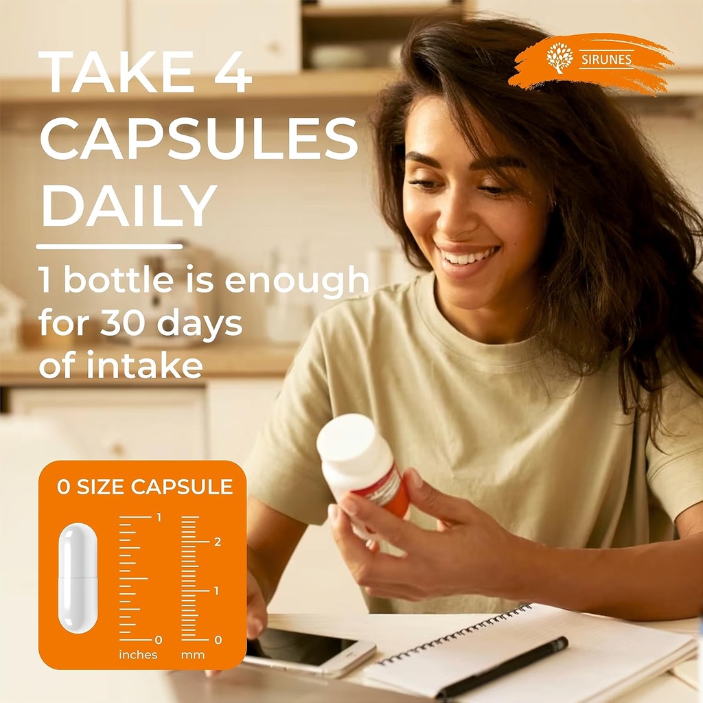 SIRUNES Chicken Collagen Capsules - Type II Collagen Nutritional Supplement for Joint, Skin & Bone Support - Non-GMO, Anti-Aging Dietary Supplements with Hydrolyzed Collagen Peptides - 120 Capsules 4