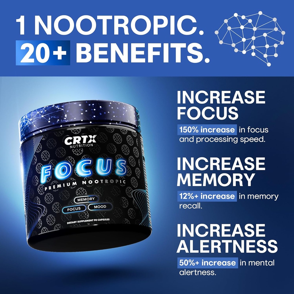 Nootropic Strongest Focus Supplement - Clinically Backed Ingredients Made in USA - Scientifically Backed Doses - Supplement for Brain Fog - AlphaGPC, Lions Mane, Rhodiola and More 10:1 90 Capsules 3