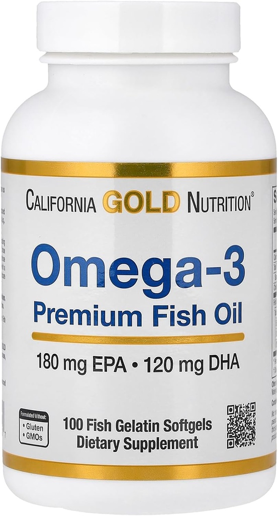 California Gold Nutrition Omega-3 Premium Fish Oil by California Gold Nutrition, Concentrated Formula with EPA & DHA, Support for Optimal Lipid Profile, Gluten Free, 100 Fish Gelatin Softgels - 2 Pack 2