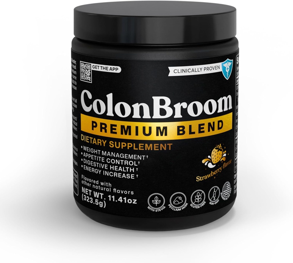 ColonBroom Premium Weight Management Supplement (Strawberry) - Colon Broom Psyllium Husk Fiber Powder Drink - Gluten Free, Non-GMO Colon Cleanse for Bloating Relief & Gut Health, 100 Servings 2