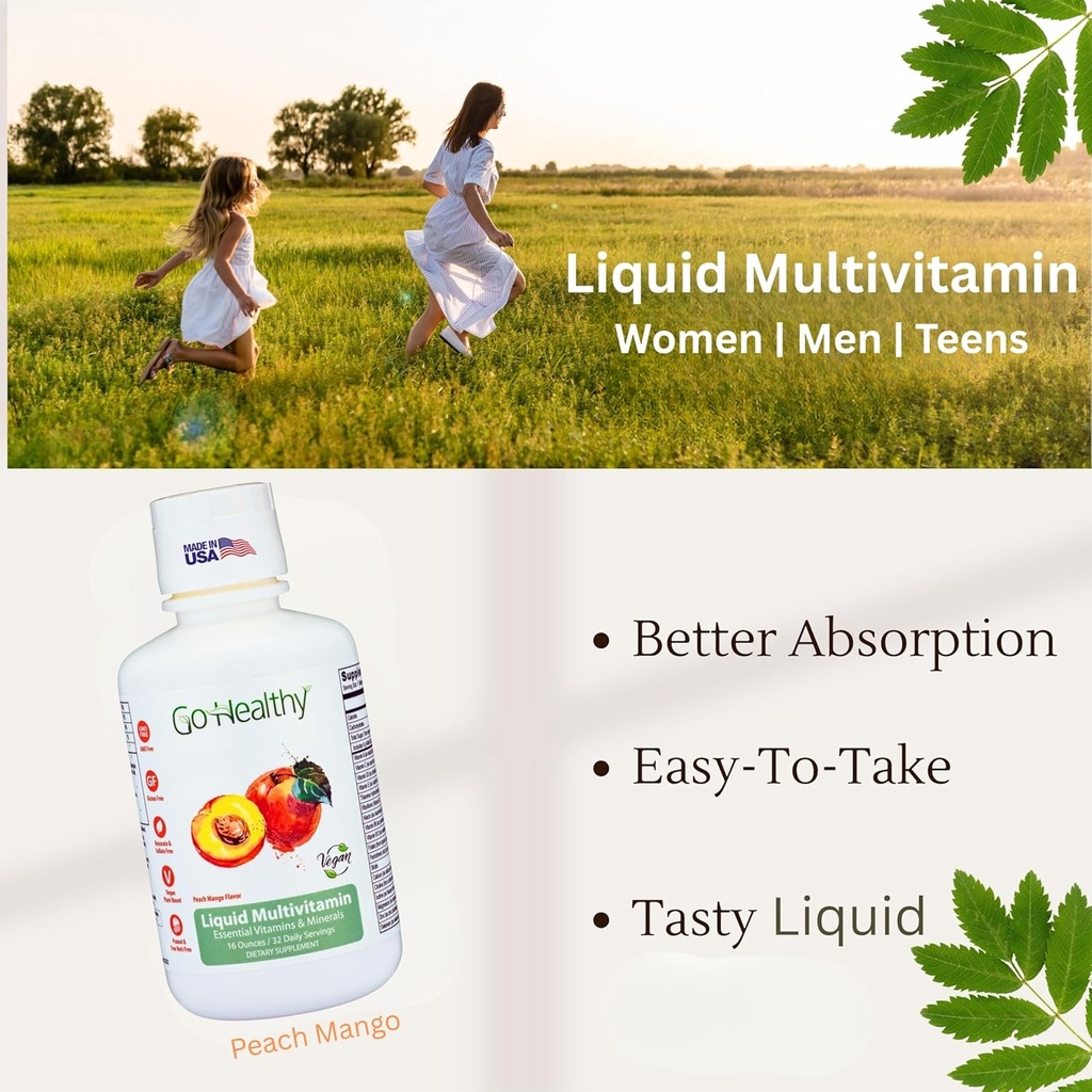 Go Healthy Multivitamin for Kids, Toddlers (1 Bottle) and Multivitamin for Women, Men and Teens (1 Bottle) Vegan, Bundle 4