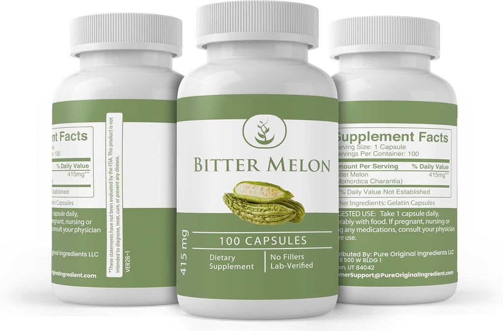 Pure Original Ingredients Bitter Melon, (100 Capsules) Always Pure, No Additives Or Fillers, Lab Verified 5