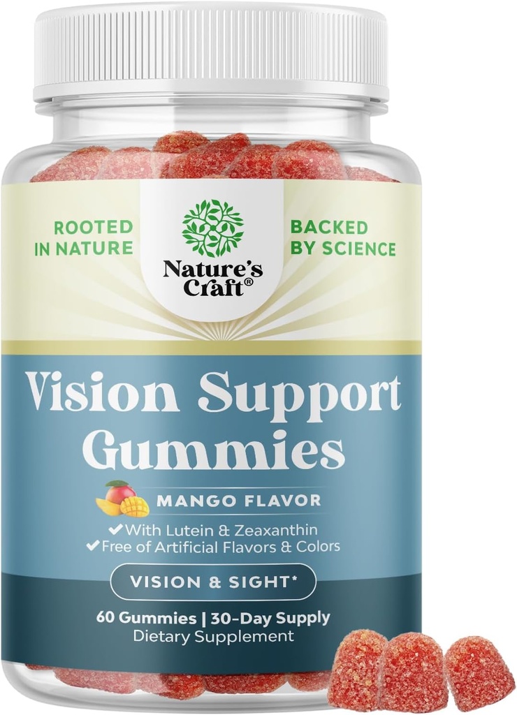 Vision Support Gummies for Adults - Lutein and Zeaxanthin Supplements for Eye Health - Potent Lutein Eye Vitamins for Blue Light Protection Dryness Strain Support & Visual Sharpness - 60 Count 2
