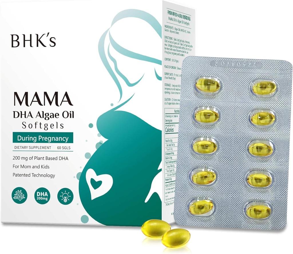 BHK's Prenatal DHA Algae Oil, Support for Mamas, Baby’s Brain and Nervous System Development from Pregnancy to Nursing, Omega-3, 60 Softgels 2
