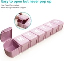 MOLN HYMY Extra Large Weekly Pill Organizer 7 Day, XL 1 Week Pill Dispenser Case, Daily Medicine Organizer to Hold Vitamin Filsh Oil and Supplements (Pink) 6