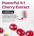 Organic Tart Cherry Capsules - High Strength 4:1 Tart Cherry Extract Capsules with 2000mg Herbal Equivalent per Serving for Uric Acid Support - Vegan Non-GMO & Made in the USA (2 Months Supply) 4