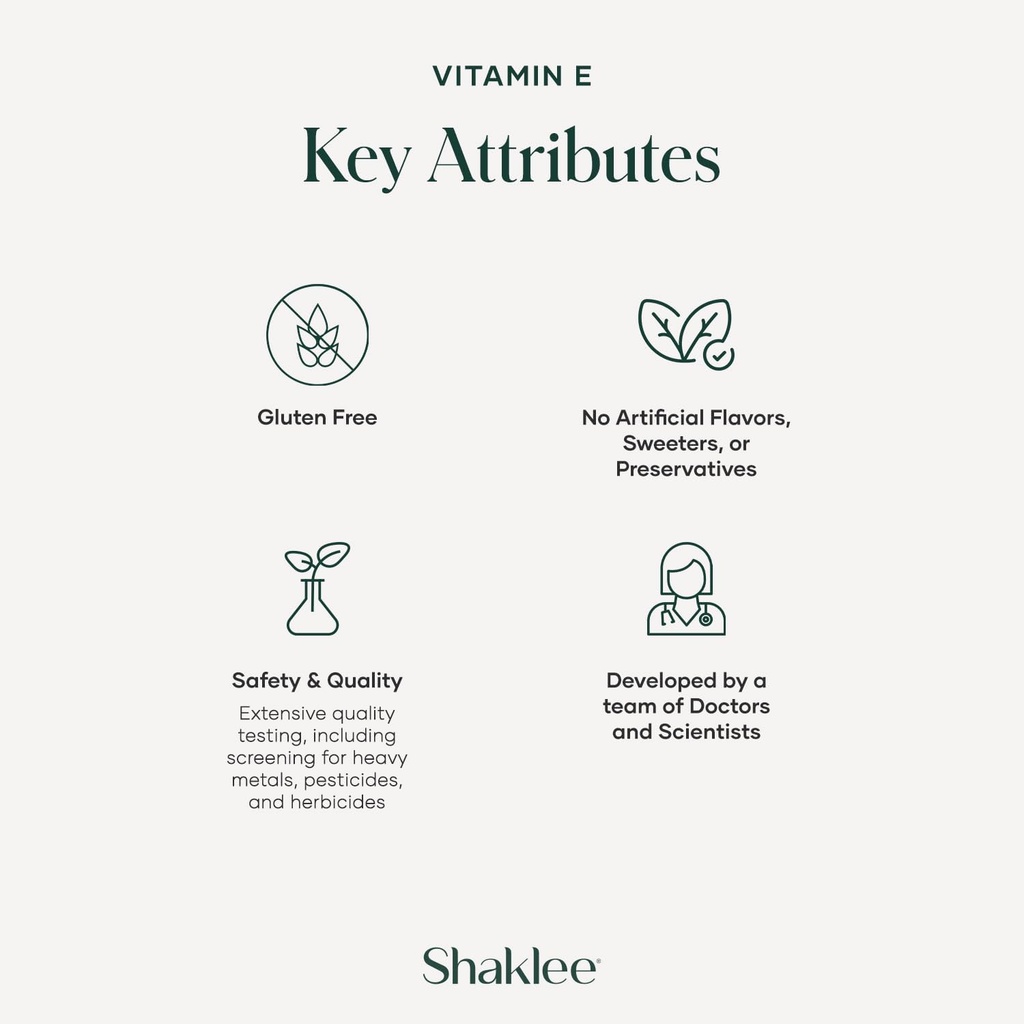 Shaklee - Vitamin E - Supports Heart, Brain, and Prostate Health -Neutralizing Damage Caused by Free Radicals Vita-E® 400 IU Tablets with Selenium and Grape Seed Extract - 90 Softgels 6
