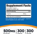 Nutricost L-Arginine 500mg, 300 Capsules (2 Bottles) 3