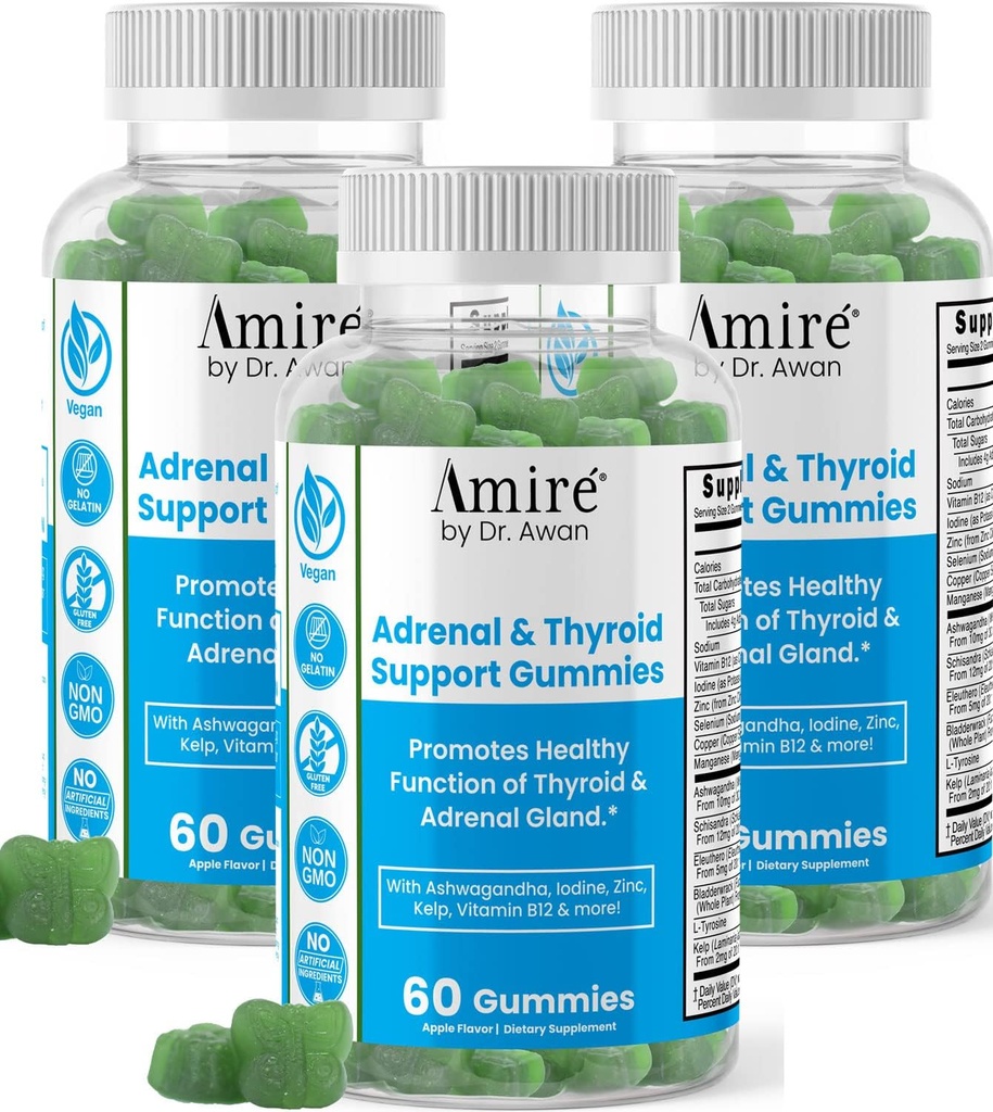 Amire by Dr. Awan Thyroid Support Gummies, Promotes Healthy Function of Thyroid, Kelp, Selenium & Ashwagandha to Improve Energy, Immunity, Metabolism, 180ct, 90day Supply 2