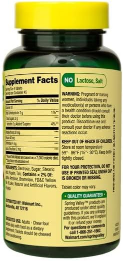 Spring Valley Spring - Valley Papaya Enzyme Complex Tablets - 180 Chewable Tablets Pack of 2 180 Count (Pack of 2) 3