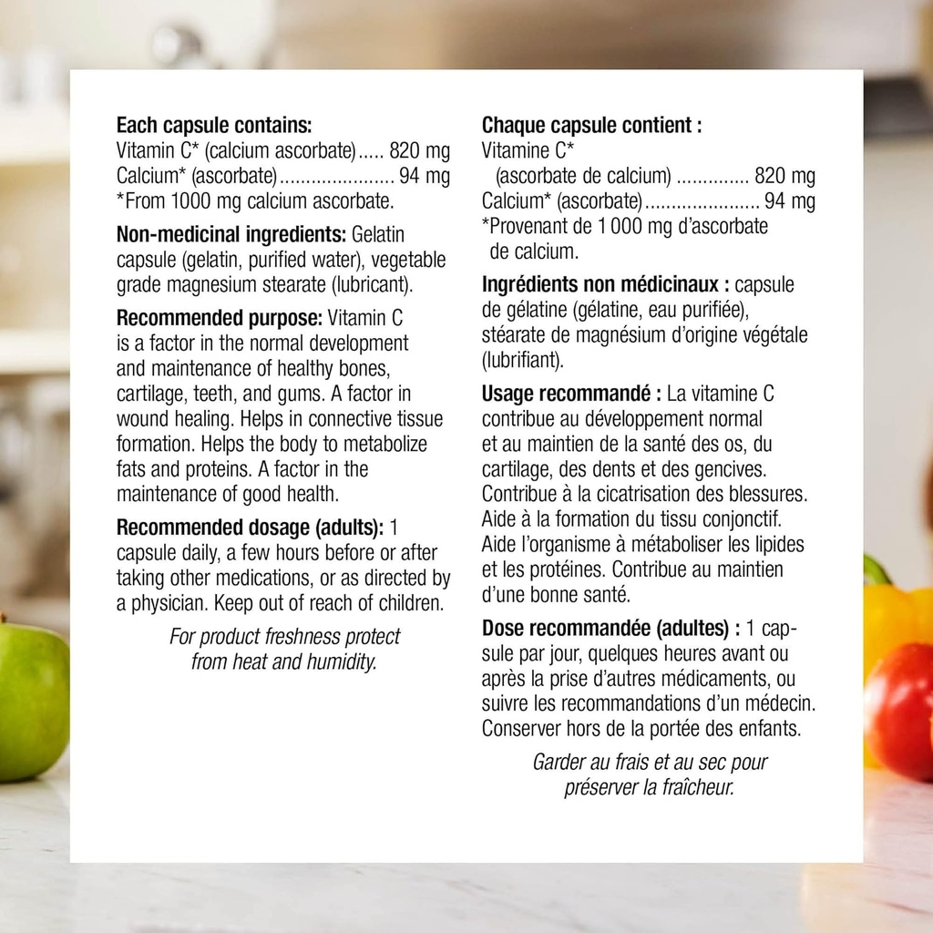 Webber Naturals Vitamin C Calcium Ascorbate 1000 mg · Stomach Friendly, 120 Capsules 5