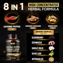 210 Pills - Cayenne Pepper Capsules Organic with Turmeric, Ginger, Immune Support Complex as Elderberry, Echinacea, Garlic Bulb - Digestion, Heart Health & Body Management 3