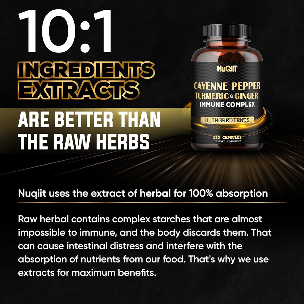 210 Pills - Cayenne Pepper Capsules Organic with Turmeric, Ginger, Immune Support Complex as Elderberry, Echinacea, Garlic Bulb - Digestion, Heart Health & Body Management 6