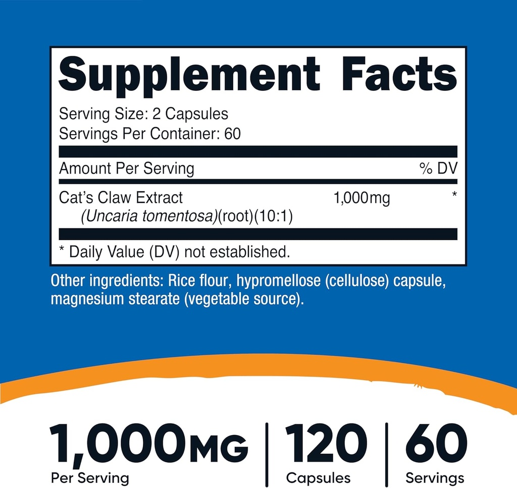 Nutricost Cat's Claw 1000mg, 120 Capsules - Vegetarian Caps, Non-GMO and Gluten Free, 60 Servings 3