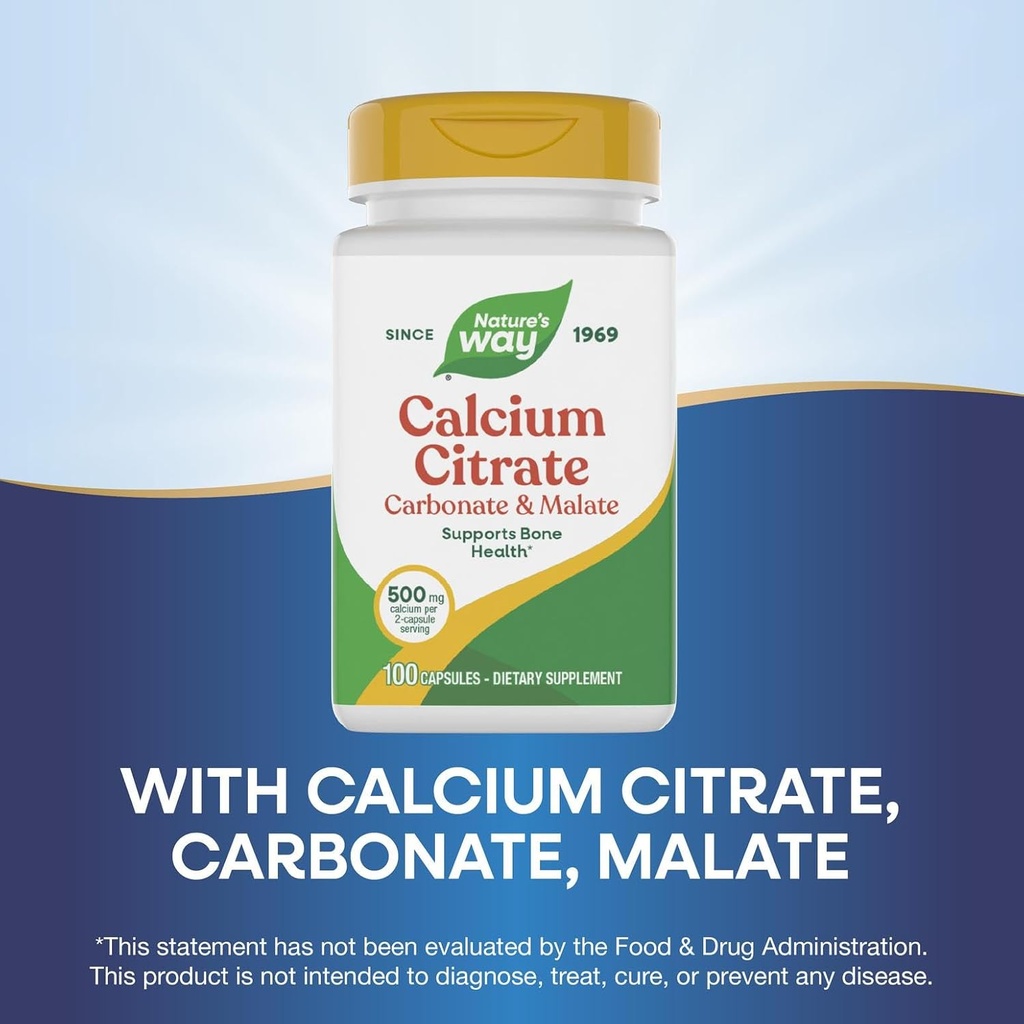 Nature's Way Calcium Citrate, Carbonate and Malate, Supports Bone Health*, 100 Capsules (Packaging May Vary) 5