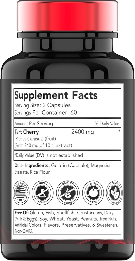 Tart Cherry Capsules (2400 MG - 120 Count) | from Montmorency Cherry Extract | Provides Antioxidants, Anthocyanins, & Phytonutrients | Tart Cherry for Sleep and More! | Non-GMO, Made in The USA! 3