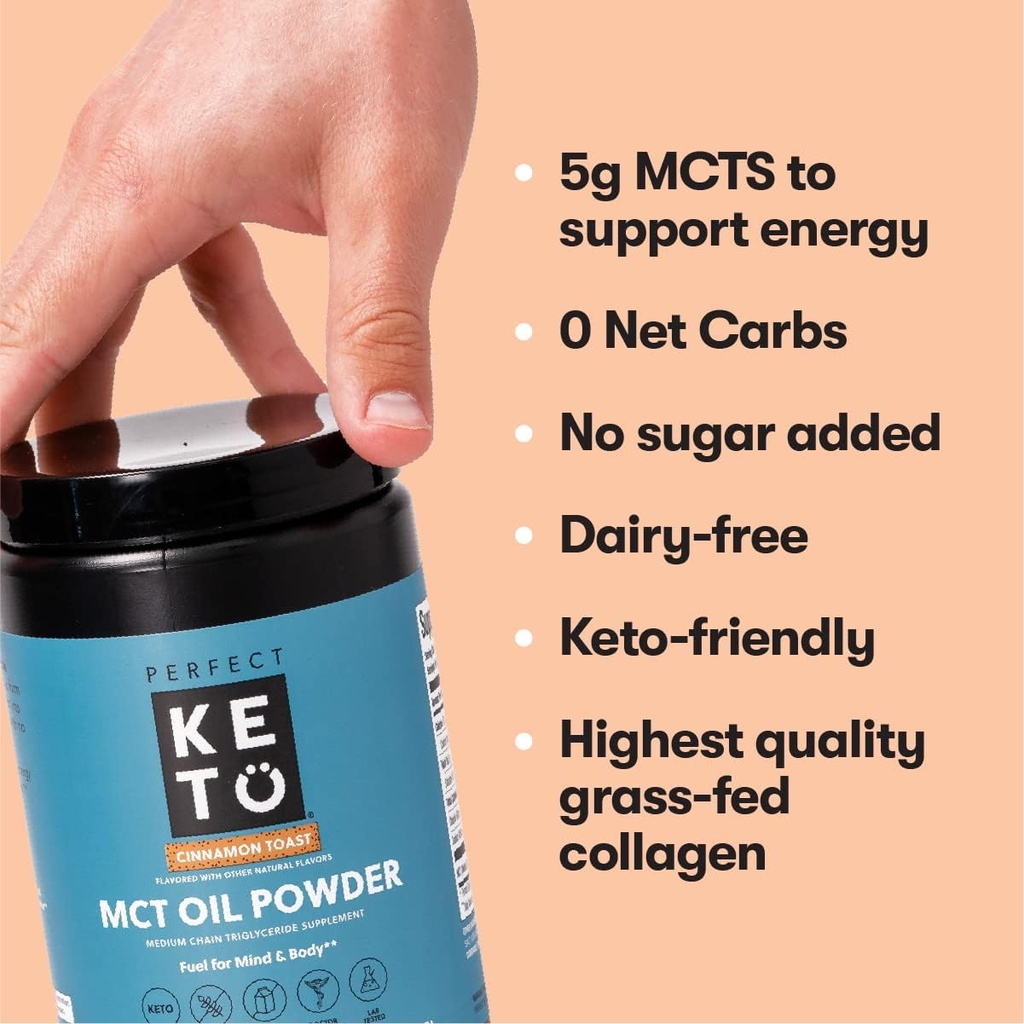 Perfect Keto MCT Oil Powder, Medium Chain Triglycerides, Ketogenic Non-Dairy Coffee Creamer and Bulk Supplement, 30 Servings (Strawberry) 6