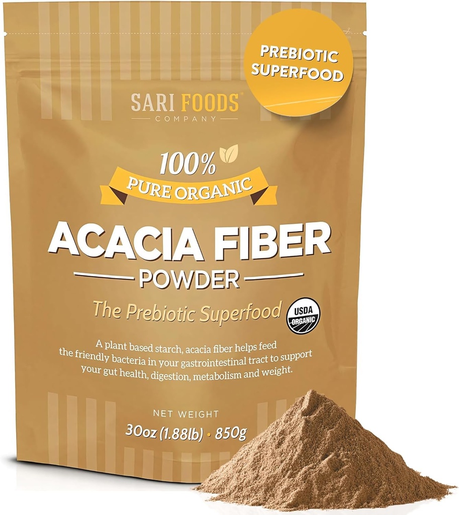 Sari Foods Organic Acacia Fiber Powder (30 Ounce): Natural, Whole Food, Plant Based Prebiotic Superfood for Gut Health 2