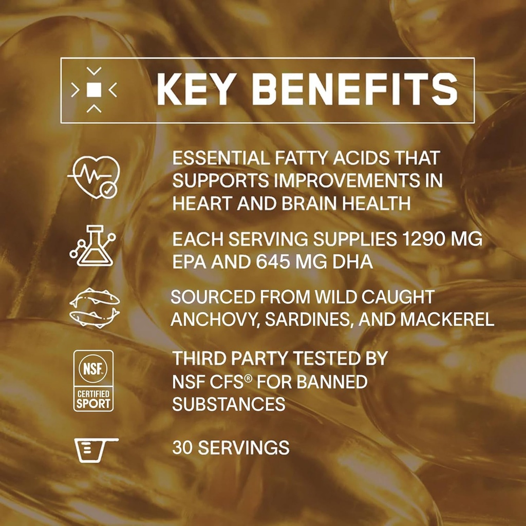 BARE PERFORMANCE NUTRITION, BPN Strong Omega Fish Oil Soft Gel, 1290mg Fish Oil per Capsule, Wild Caught Fish, Sustainably Sourced, IFOS Certified, 30 Servings 4