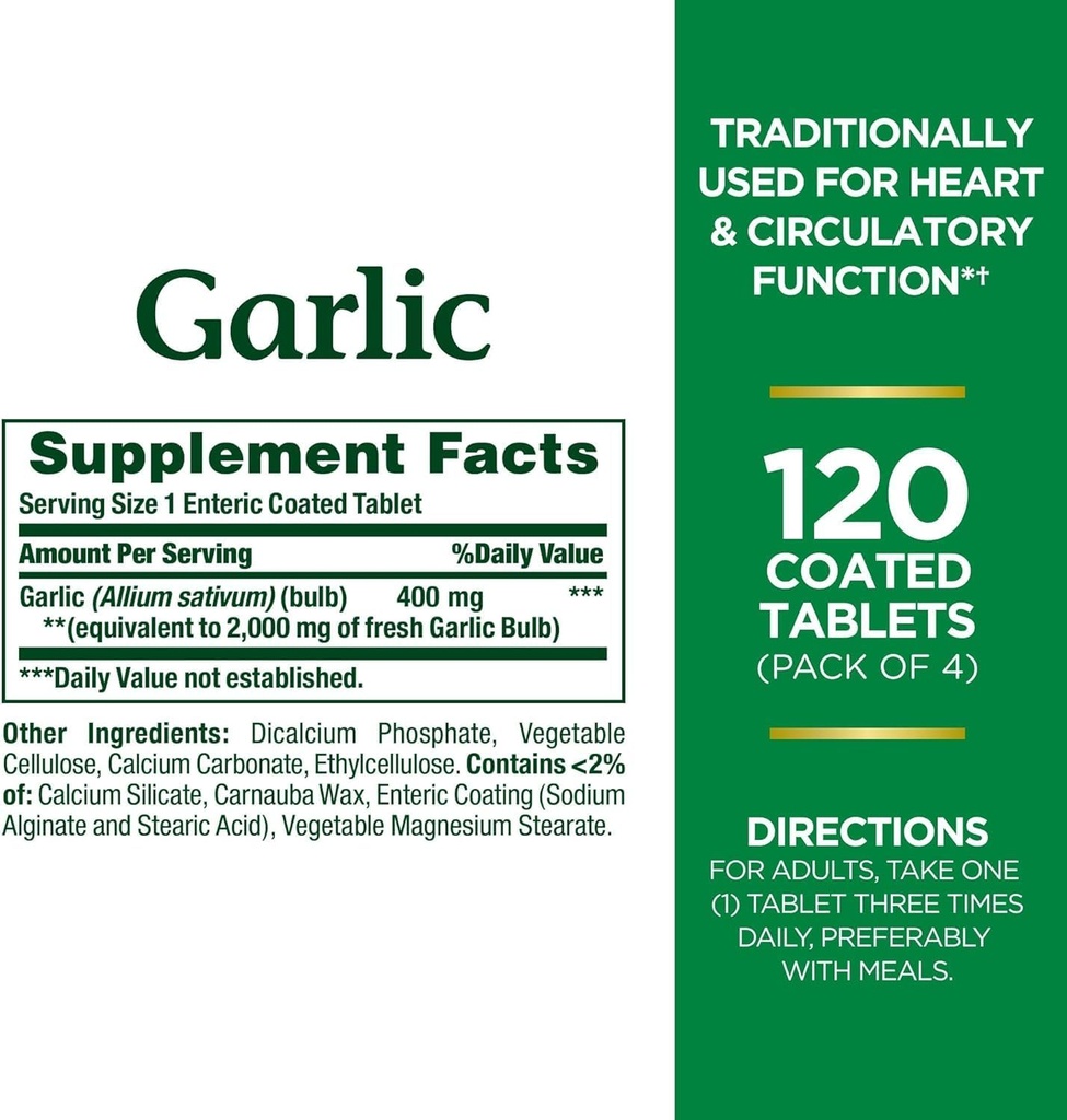 Nature's Bounty Garlic 2000mg, Tablets 120 ea (Pack of 3) 4