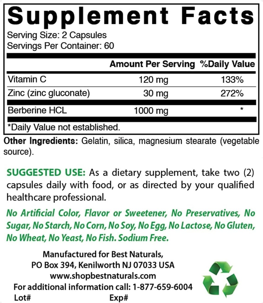 Best Naturals Berberine Plus 1000mg & Alpha Lipoic Acid 600 mg 2