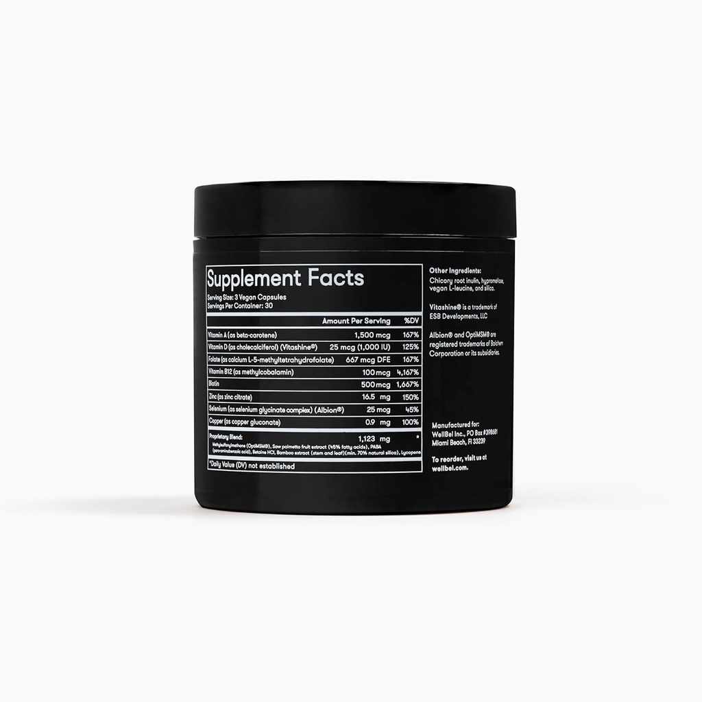 WELLBEL Men Clean Supplement for Hair, Skin, and Nails, Vegan, Gluten Free and Non GMO 90 Count 4