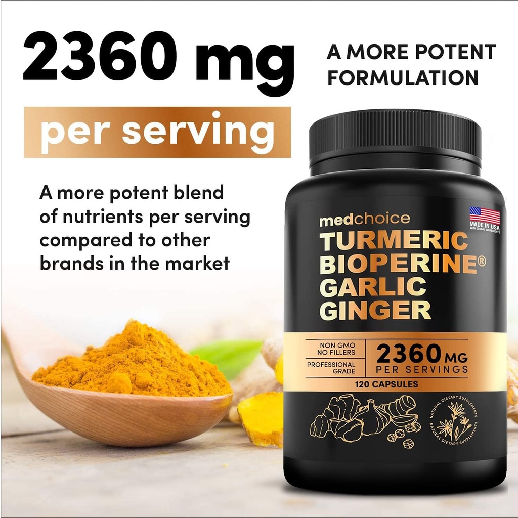 MEDCHOICE Turmeric & Ginger (240ct), Sleep Melatonin (90ct), and Nootropic Brain (60ct) Supplement Bundle - Wellness Trio for Brain, Sleep, & Immune Support - Vegan, Non-GMO, Gluten-Free 4