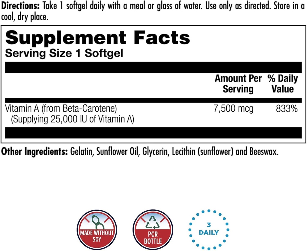 KAL Beta Carotene 25,000 IU Tablets, 100 Count 3