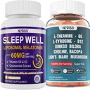NEVISS L-Tyrosine Gummies & Melatonin 60mg for Adults Bundle 2