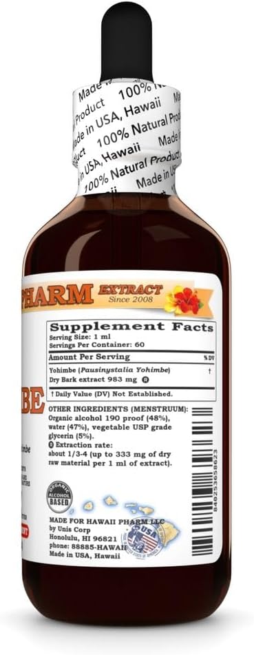 Yohimbe (Pausinystalia Yohimbe) Dry Bark Tincture, Made in Hawaii, All Natural, Vegan, Pure Liquid Extract - 2 fl.oz 3