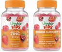 Lifeable Zinc 25mg Kids + Immune Support Kids, Gummies Bundle - Great Tasting, Vitamin Supplement, Gluten Free, GMO Free, Chewable Gummy 2