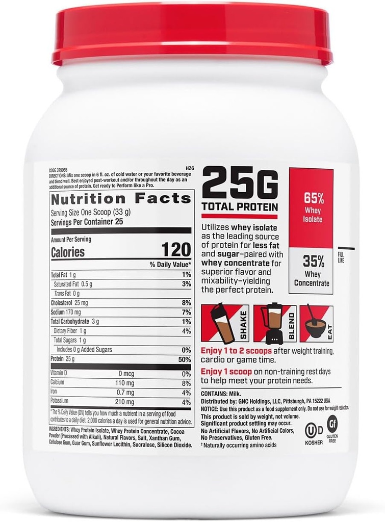GNC Pro Performance 100% Whey Protein Powder 2.0, Fast Absorbing for Muscle Strength and Recovery, Cookies and Cream, 25 Servings 3