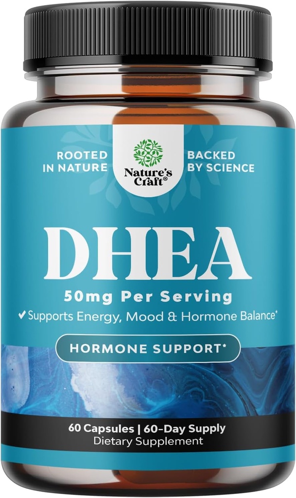DHEA Supplement for Women & Men - Pure DHEA 50mg for Hormone Balance, Improves Mood Stability, Brain Function, Immune System, Energy & Fertility - Dehydroepiandrosterone Capsules for Adults - 60 Ct 2