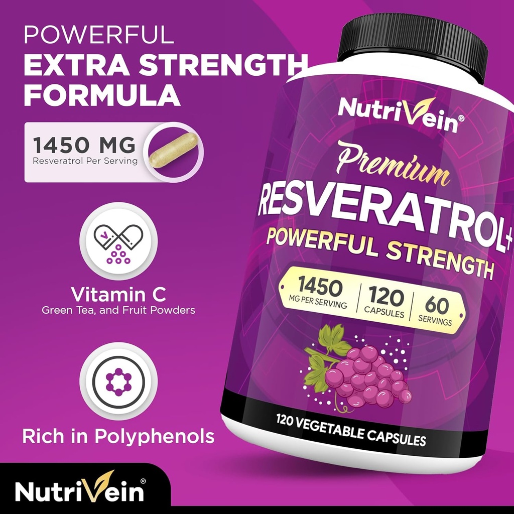 Nutrivein Premium Sea Moss Capsules & Resveratrol Supplement Bundle: High-Absorption Resveratrol Capsules and Irish Sea Moss for Digestion, Vitality, & Repair 5