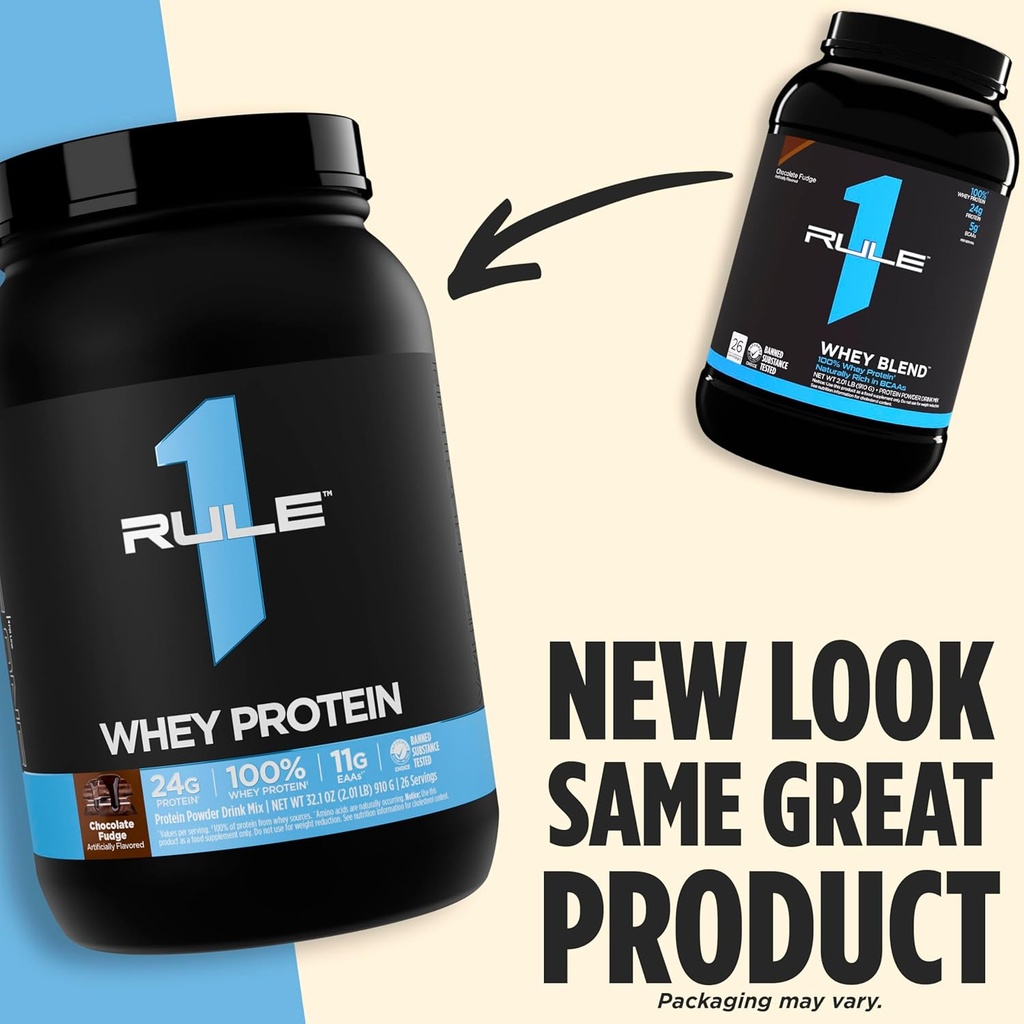 Rule 1 Whey Protein – 24g Fast-Acting Protein from All-Whey Sources with Naturally Occurring EAAs & BCAAs for Workout Recovery or Anytime Use (5 Pounds*, Chocolate Fudge) 5