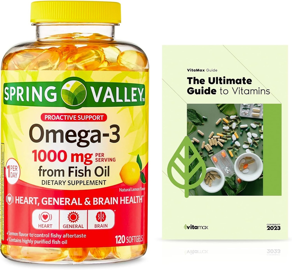 Spring Valley Omega-3 from Fish Oil 1000 mg, Maximum Care, 120 Count + Exclusive VitaMax Vitamin Guide (2 Items) 2