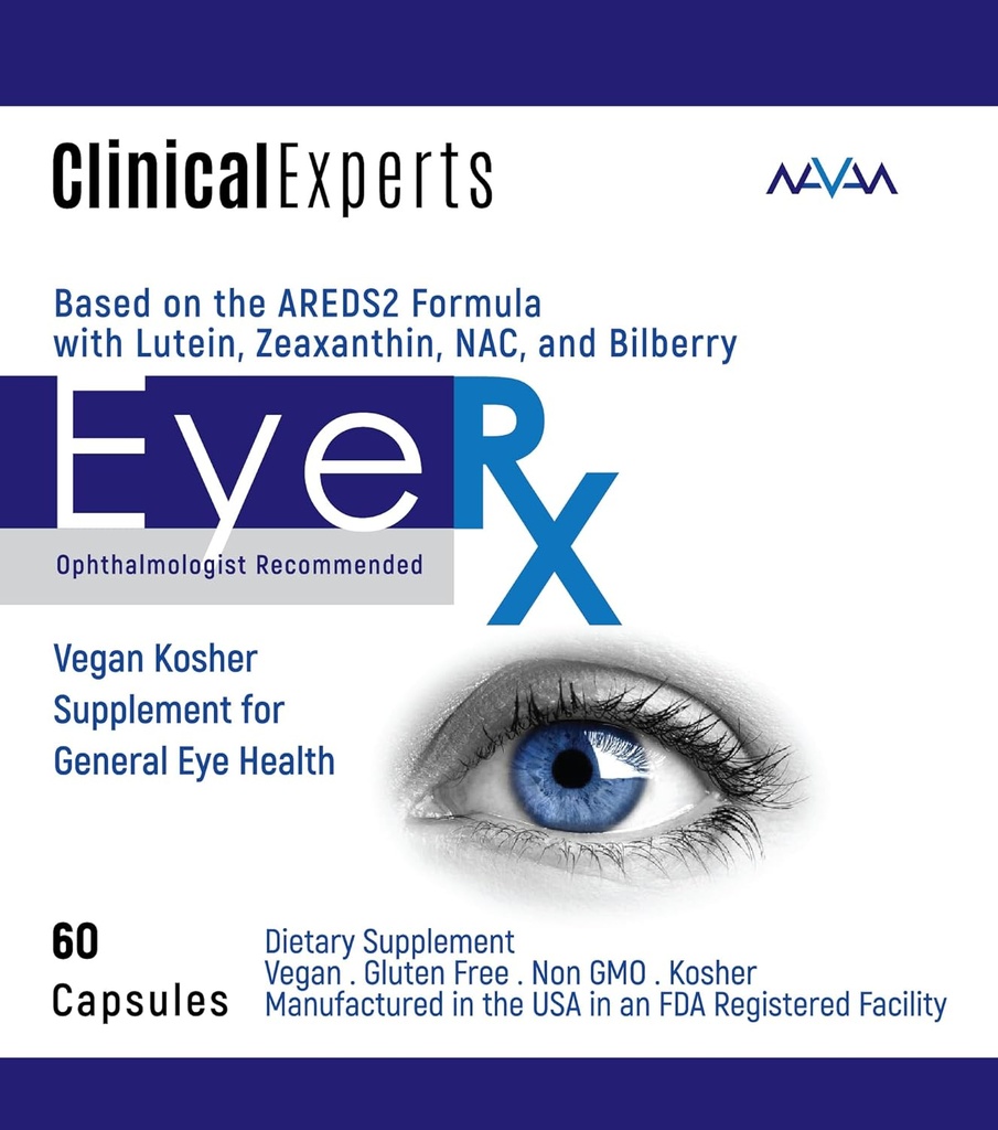 Navan CataRx Antioxidant AREDS 2 Eye Vitamins & Minerals Supplement for Lens Clarity & Retina Health by Clinical Experts - Lutein, Zeaxanthin, Zinc, Vitamin C, NAC - Kosher Certified, 60 Capsules 6
