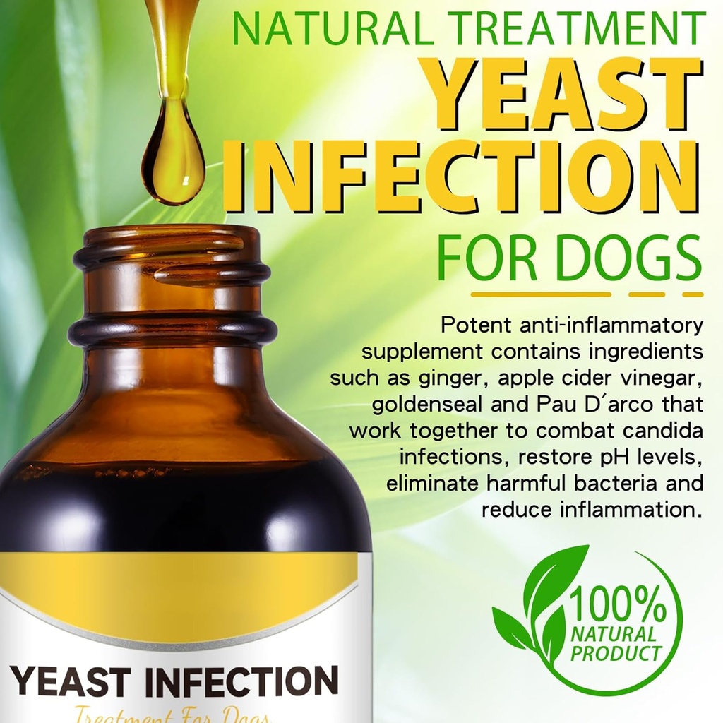 Natural Yeast Infection Treatment for Dogs, Dog Ear Infection Treatment, Dog Allergy Relief, Helps to Support Itch Relief, Inflammation Relief & More, Ear Infection Treatment for Dogs - 2 fl oz 4