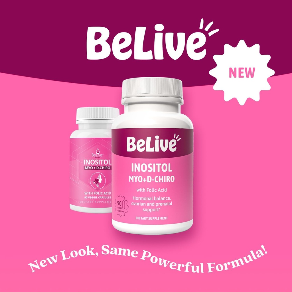 BeLive Myo-Inositol & D-Chiro Inositol Supplement – 2 Pack – 90 Capsules Each – 40:1 Ratio with Folic Acid for Women 4