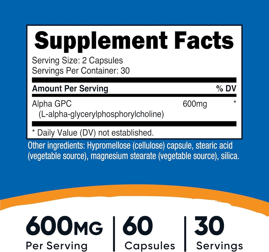 Nutricost Alpha GPC 600mg, 60 Vegetarian Capsules - Non-GMO and Gluten Free, 300mg Per Capsule 3