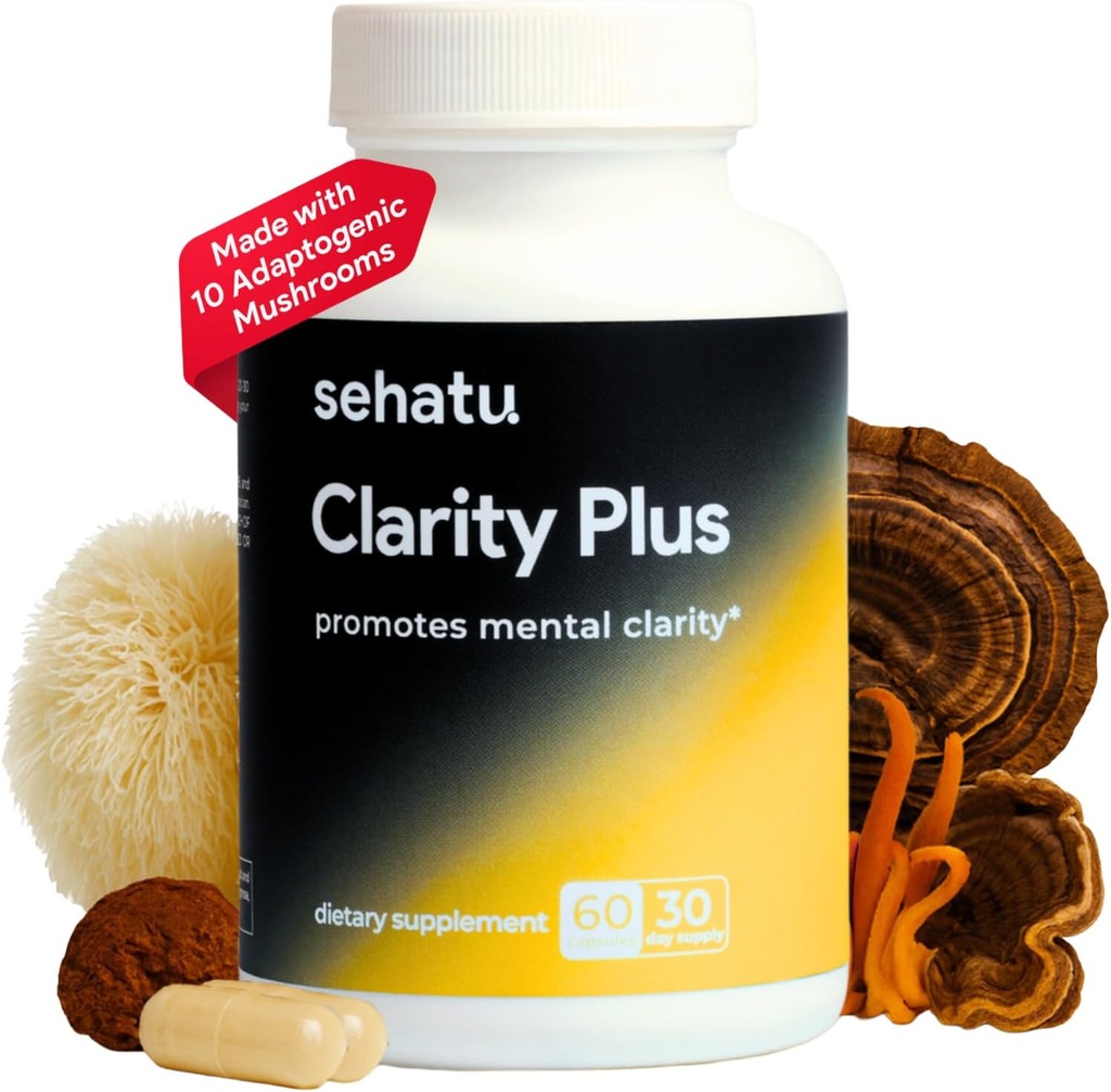 Clarity Plus Cognitive Wellness Supplement | Packed with 10 Powerful Adaptogenic Mushrooms | Clear Brain Fog and Support Mental Clarity | 60 Count | 30 Day Supply 2