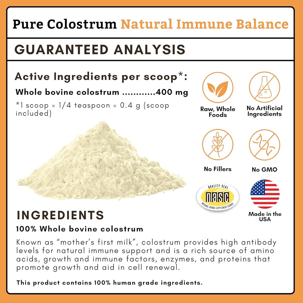 Wholistic Pet Organics Bovine Colostrum Powder - 1 Oz - Seasonal Dog Allergy Relief - Itch Relief for Dogs - Natural Anti Itch Supplement for Dogs - Made in USA - Alternative to Dog Allergy Chews 4